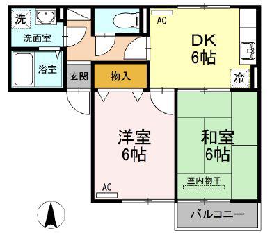 セジュール笠原A棟(2DK/1階)の間取り写真