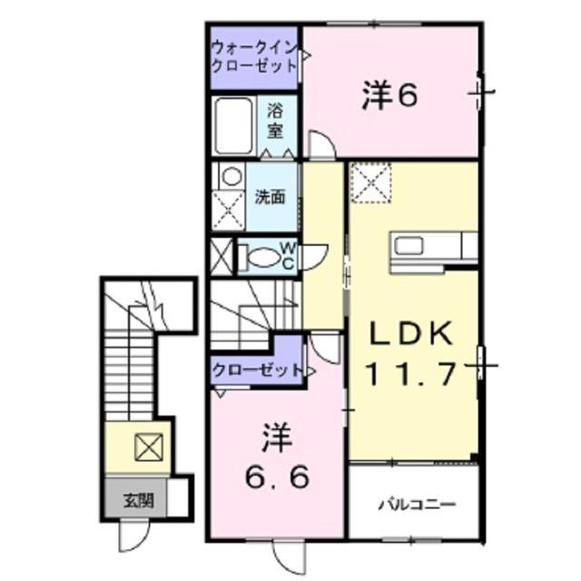 ラ プロヴァンス(2LDK/2階)の間取り写真