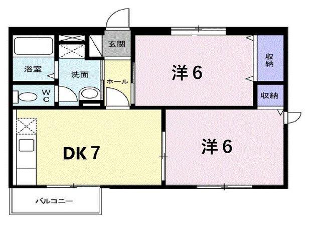 ヴィラ・エスペランス(2DK/2階)の間取り写真
