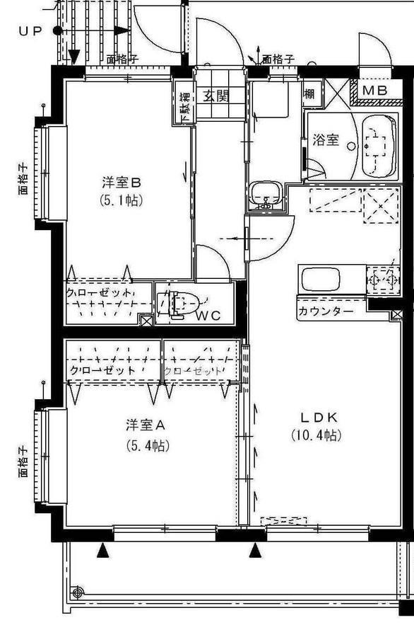 ハーバーウエスト(2LDK/1階)の間取り写真