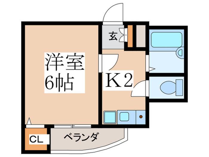 アベニューコート福生(1K/1階)の間取り写真