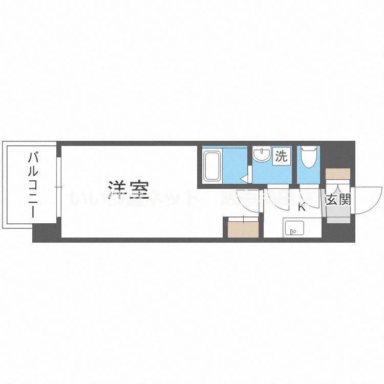 スプランディッドI(1K/6階)の間取り写真