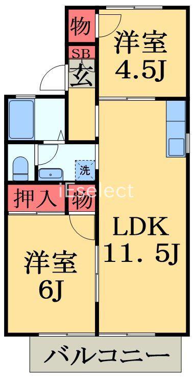 グランメールC(2LDK/1階)の間取り写真