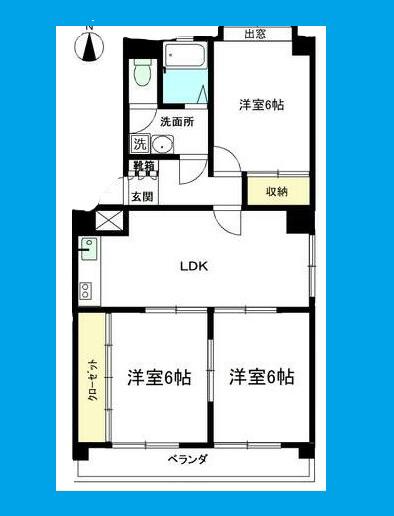 第2コーポ天道(3LDK/2階)の間取り写真