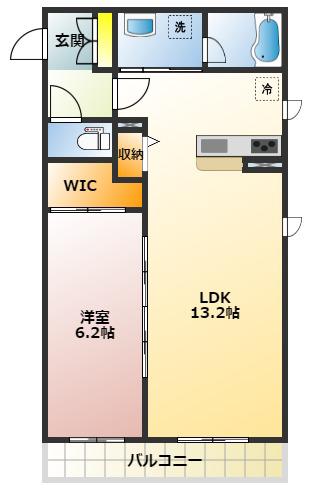 GRAND恵比寿(1LDK/2階)の間取り写真