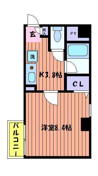 カトルセゾンI(1K/4階)の間取り写真
