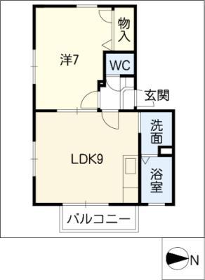 フロンティア神沢 A・B棟(1LDK/1階)の間取り写真