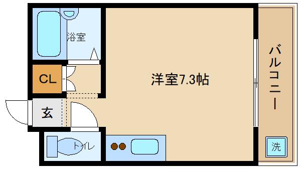 メゾン高井田(ワンルーム/2階)の間取り写真