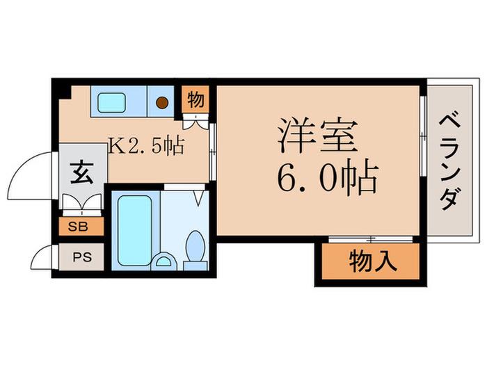 SAKIZO 東野ビル(1K/2階)の間取り写真