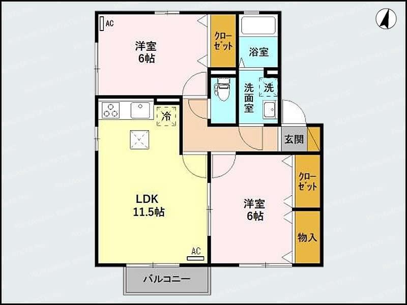 PLEIADES(2LDK/1階)の間取り写真