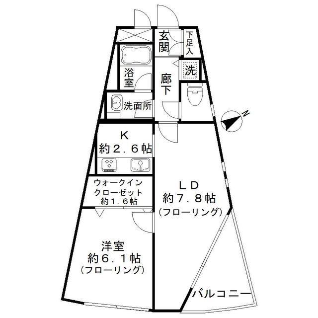 ベルータ南馬込(1LDK/3階)の間取り写真