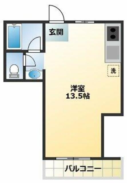 白岩ビル(ワンルーム/5階)の間取り写真