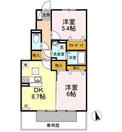 アルフレッサ(2DK/1階)の間取り写真