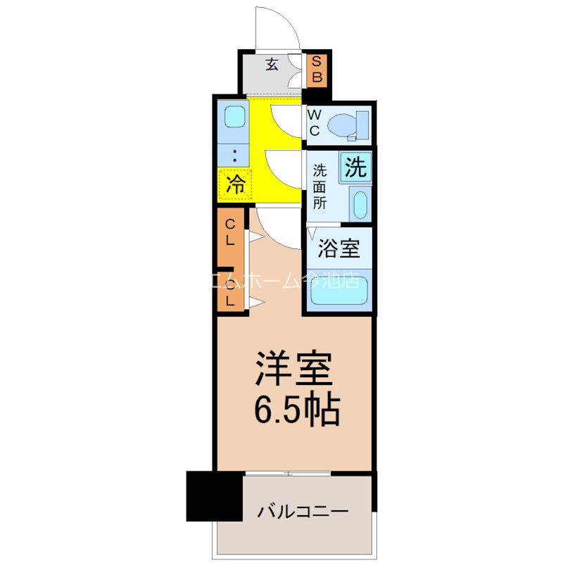 CREST TAPP 平安通(1K/4階)の間取り写真