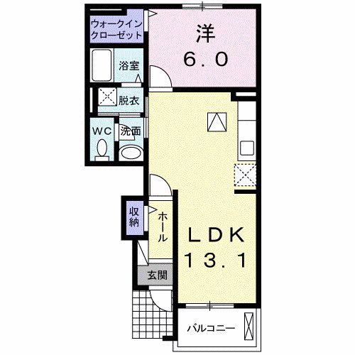 ウイングナカシマII(1LDK/1階)の間取り写真