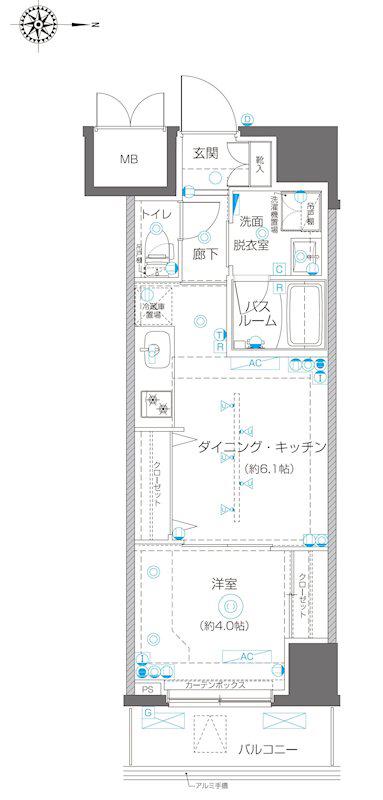 ZOOM高田馬場(1DK/2階)の間取り写真