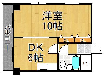 アリスト北夙川(1DK/2階)の間取り写真
