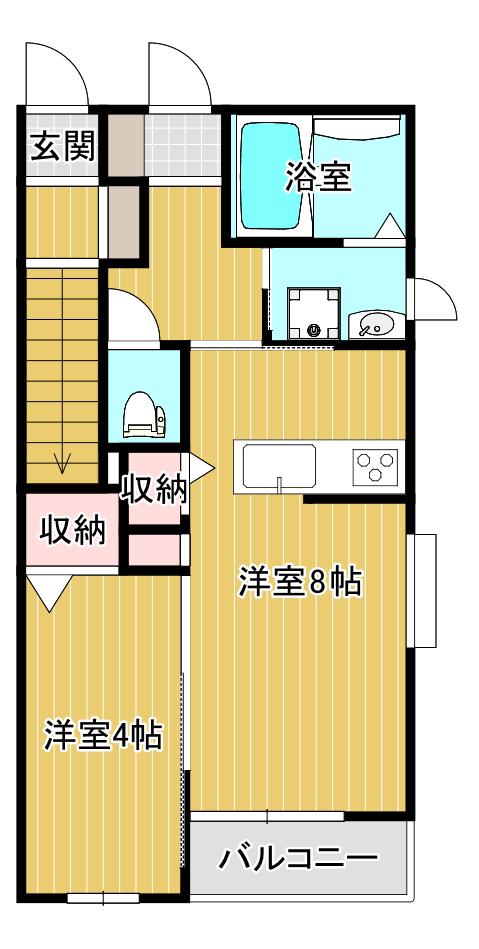 パレスグリーンNY(1LDK/1階)の間取り写真