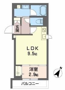 シャーメゾン日赤通(1LDK/4階)の間取り写真
