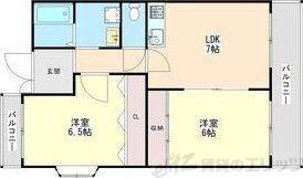 プチコモン城西(2LDK/1階)の間取り写真