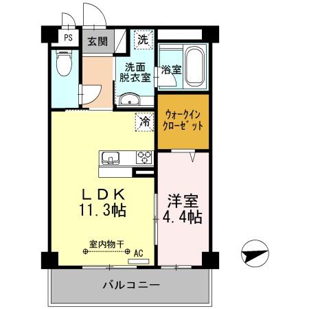 セレーナ沖浜(1LDK/2階)の間取り写真