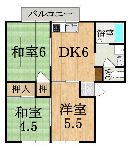 セントラルハイツ(3DK/1階)の間取り写真