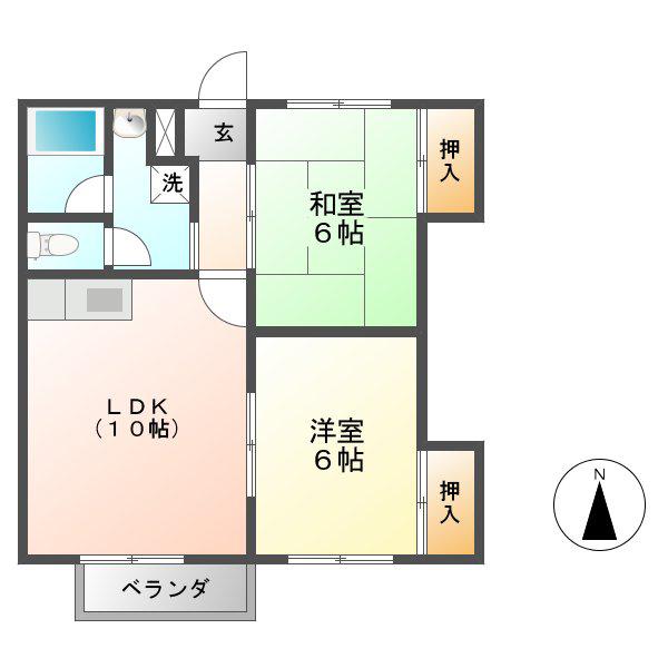サンシティー(2LDK/1階)の間取り写真