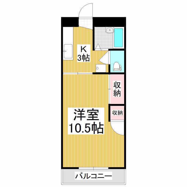サバービア並柳(1K/2階)の間取り写真