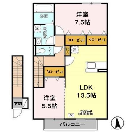 クラインベルク(2LDK/2階)の間取り写真