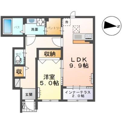 SSコーポII(1LDK/1階)の間取り写真