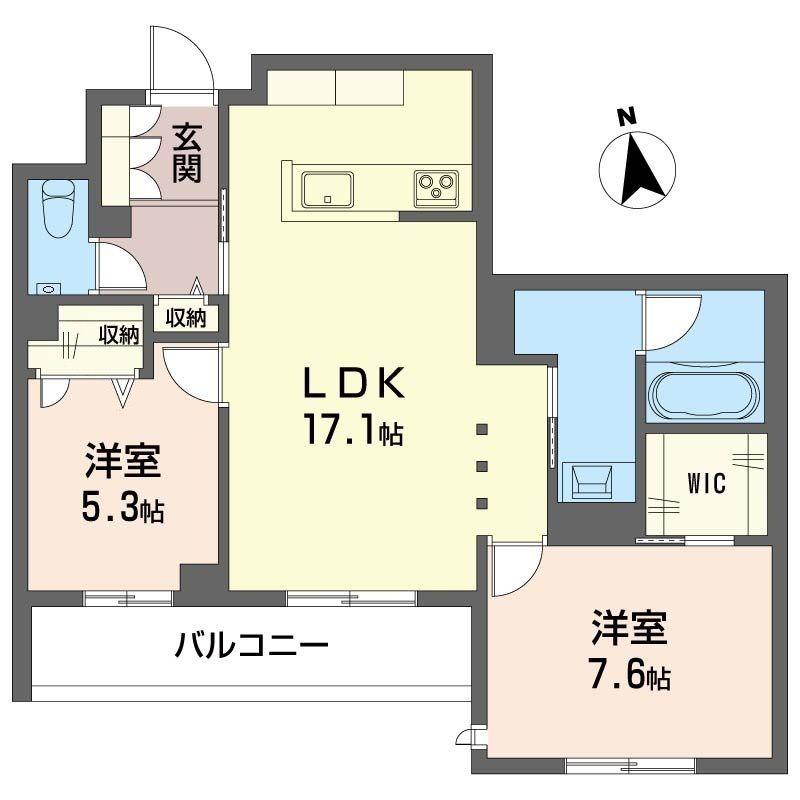 オスタリーハウス(2LDK/2階)の間取り写真