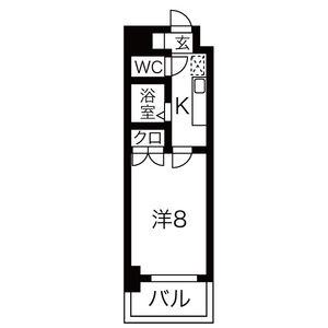 シティライフ港陽(1K/6階)の間取り写真