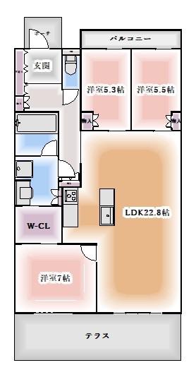グランドメゾン熱田の杜(3LDK/1階)の間取り写真