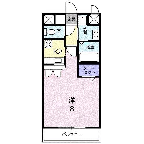 プラシードヴィラ(1K/2階)の間取り写真