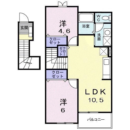 クレスト-ル なかの(2LDK/2階)の間取り写真