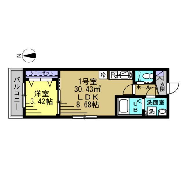 YK南流山(1LDK/1階)の間取り写真