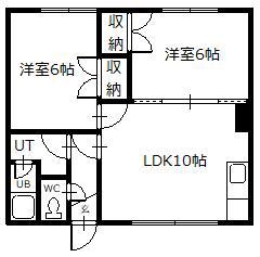 マンションイースト(2LDK/1階)の間取り写真
