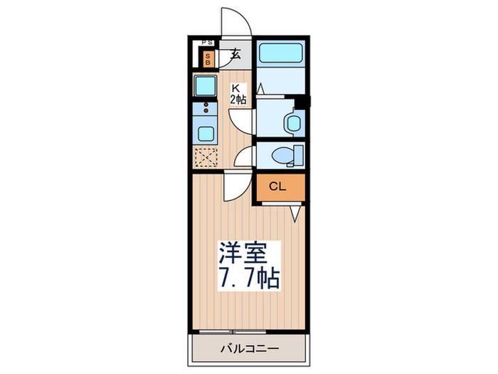 ウィル国分寺(1K/2階)の間取り写真