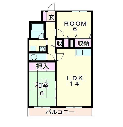 グリーン茨木(2LDK/2階)の間取り写真
