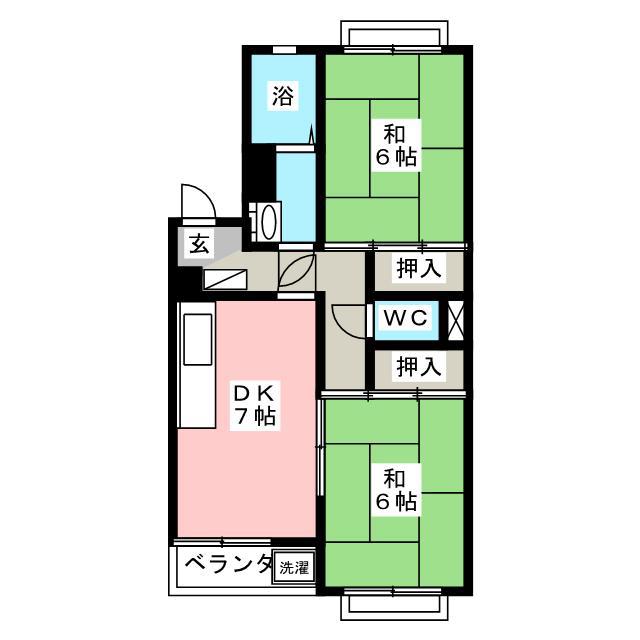 バームハイツ松尾(2DK/2階)の間取り写真
