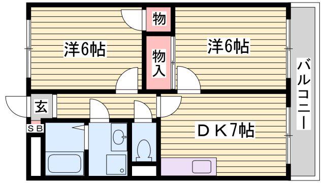 ハイツプレール(2DK/1階)の間取り写真