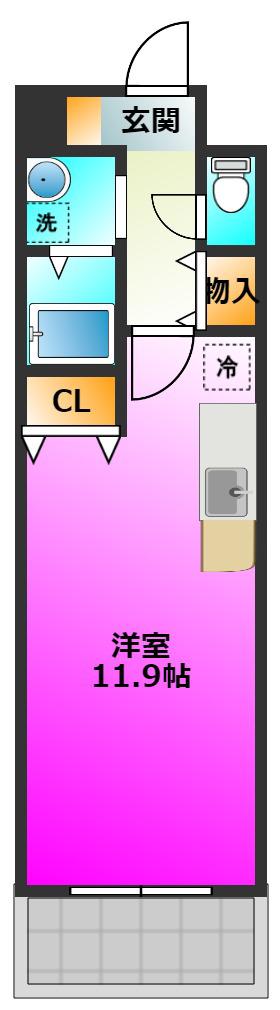 ビュークレスト平尾南(ワンルーム/4階)の間取り写真