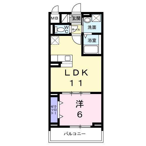 別所中の町アパート(1LDK/2階)の間取り写真
