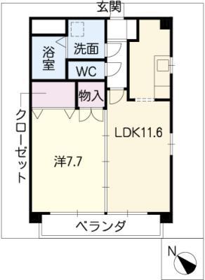 メゾン・ヌーベル(1LDK/1階)の間取り写真