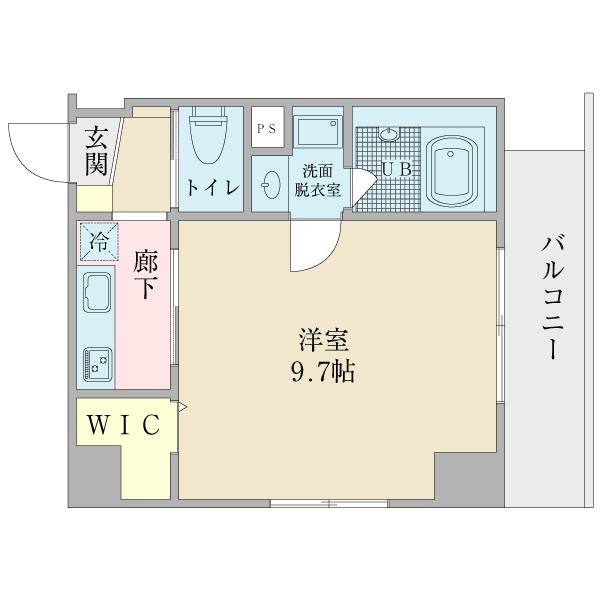 ルミエ東高津(1K/3階)の間取り写真