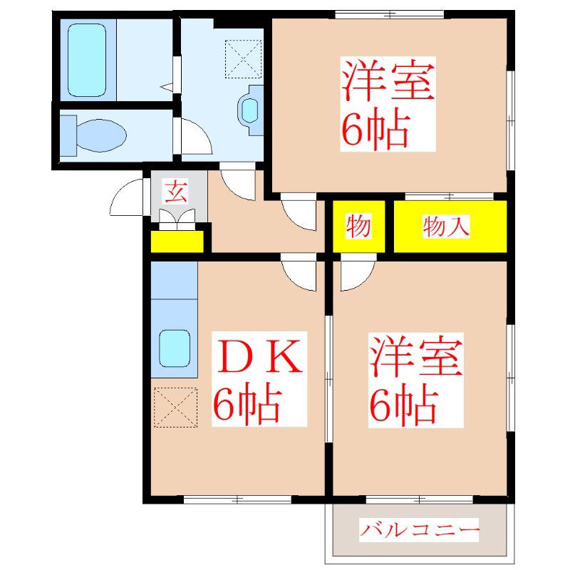 エクセレント森口(2DK/2階)の間取り写真
