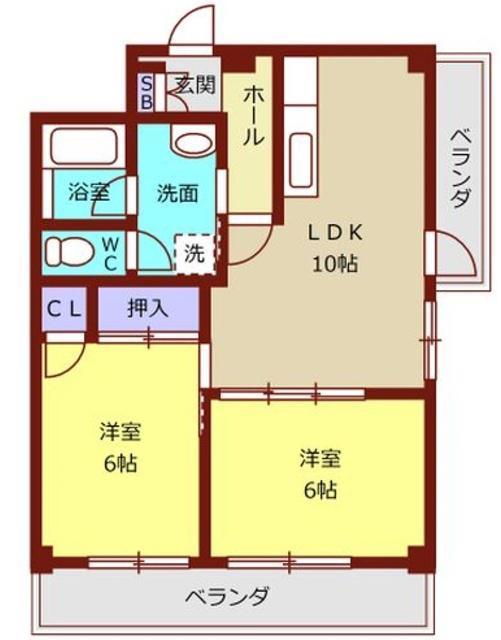 ロックスモンド(2LDK/3階)の間取り写真