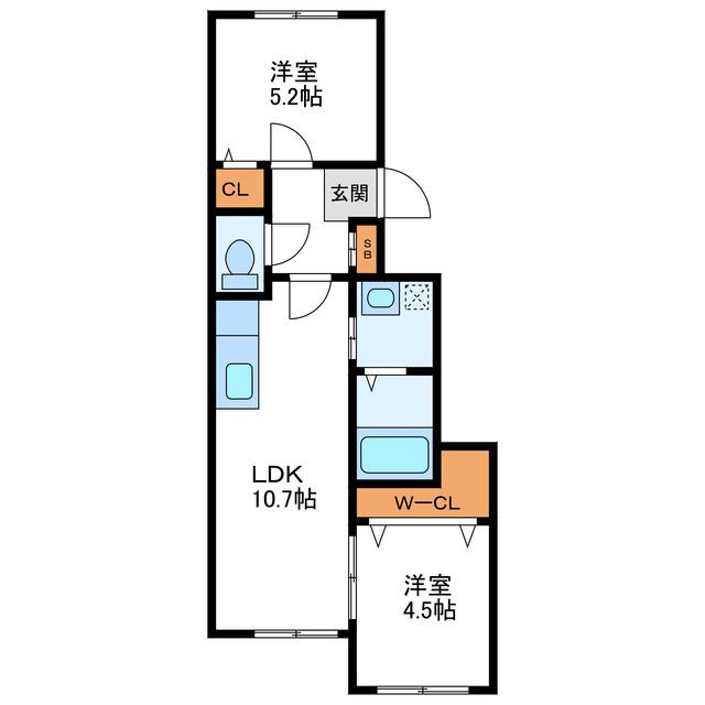 CUNA N23 クーナN23(2LDK/4階)の間取り写真