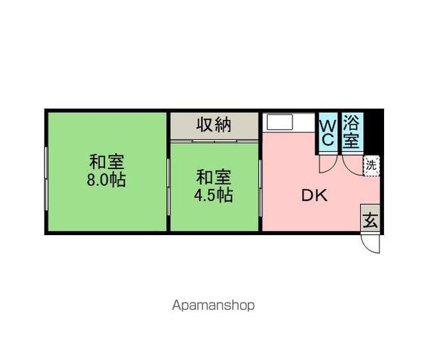 GRANDIR OBU(2DK/3階)の間取り写真