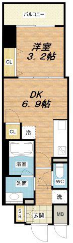DIMORA靭公園(1DK/5階)の間取り写真